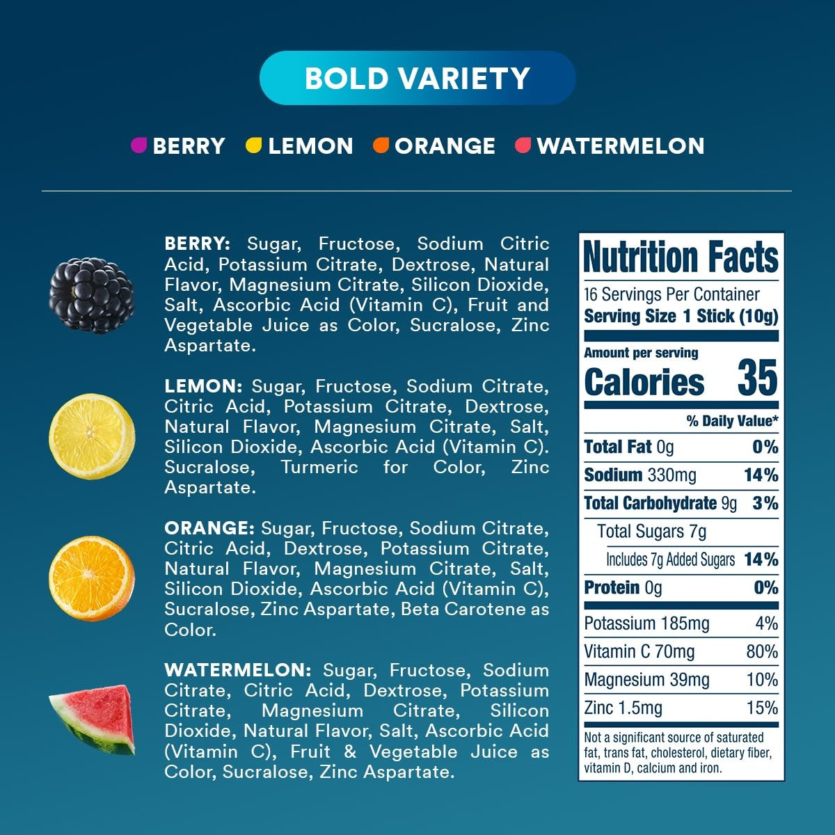 DripDrop Bold Variety Pack Electrolyte Powder, 8 oz sticks, 16 count A5