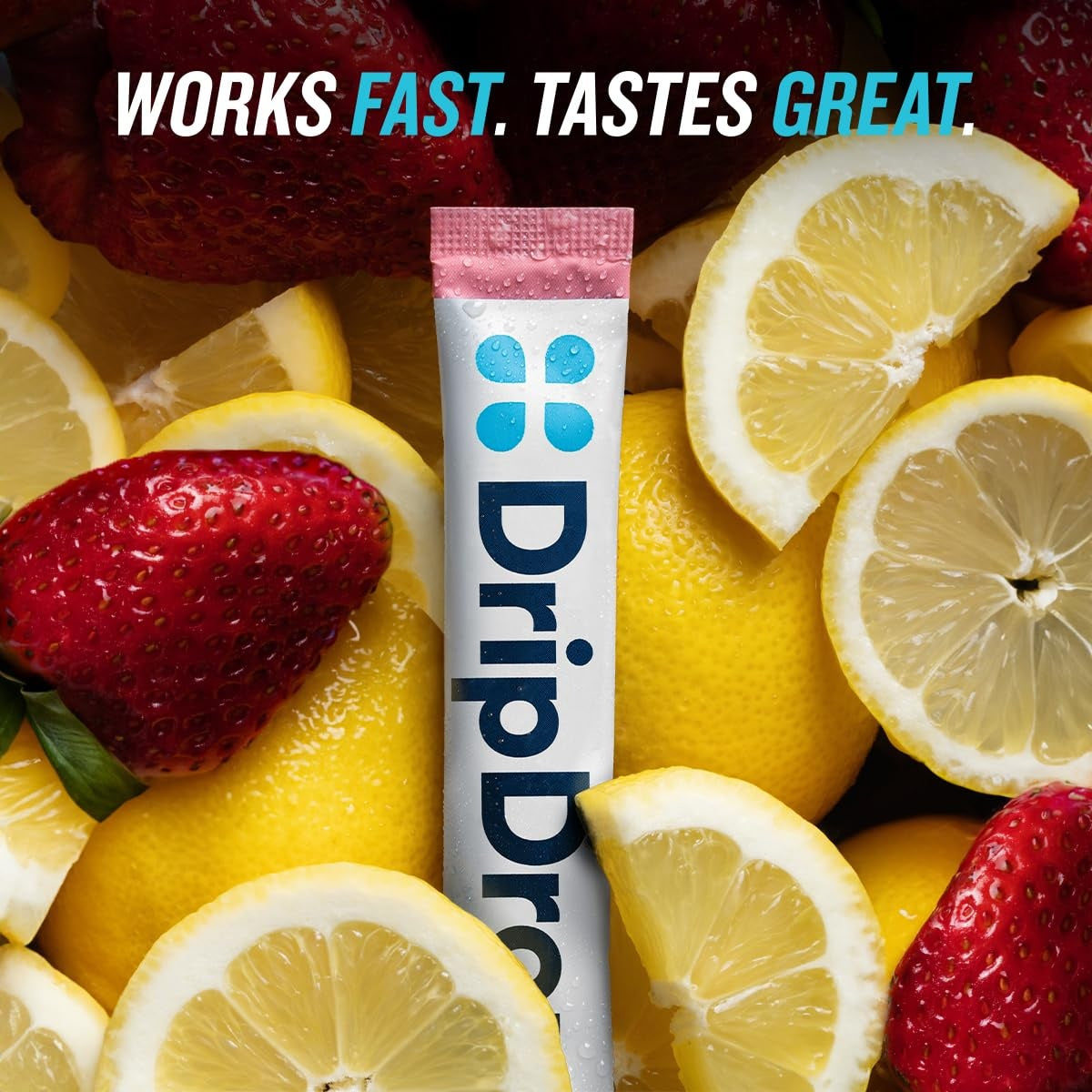 DripDrop Zero Sugar Strawberry Lemonade Electrolyte Powder, 8 oz sticks, 32 count L0
