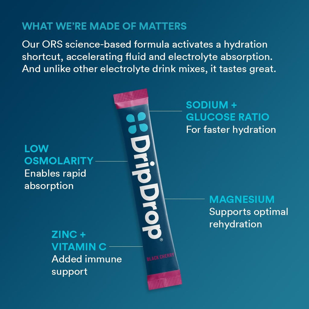 DripDrop Sunburst Variety Pack Electrolyte Powder, 8 oz sticks, 32 count P8