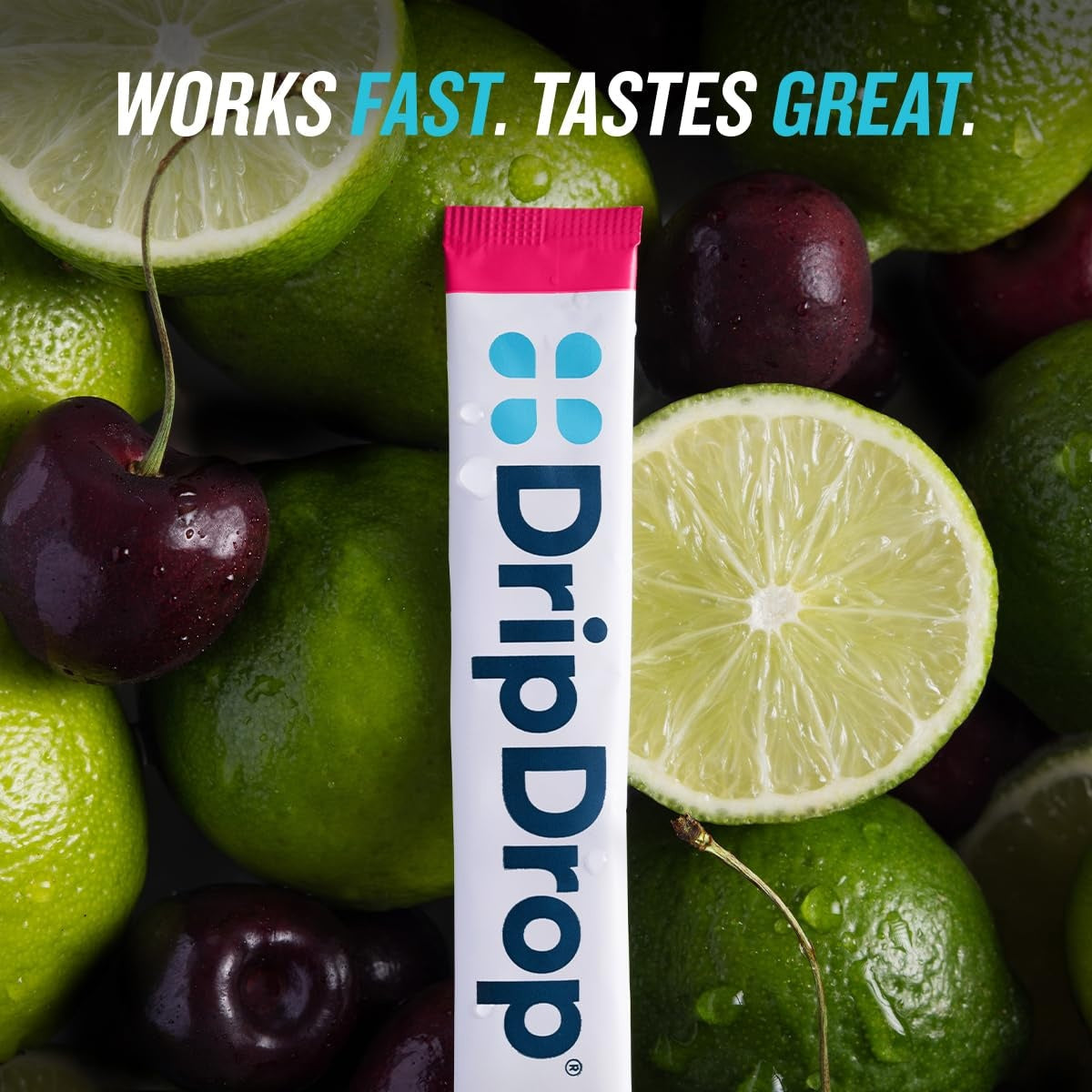 DripDrop Zero Sugar Cherry Limeade Electrolyte Powder, 8 oz sticks, 32 count Z4