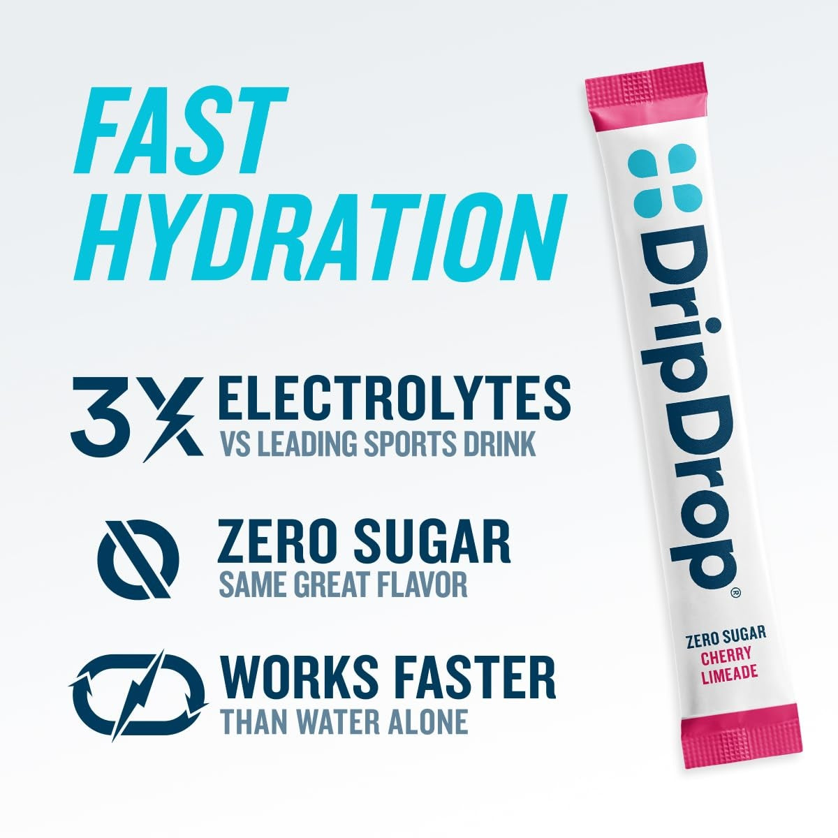 DripDrop Zero Sugar Cherry Limeade Electrolyte Powder, 8 oz sticks, 32 count Z4