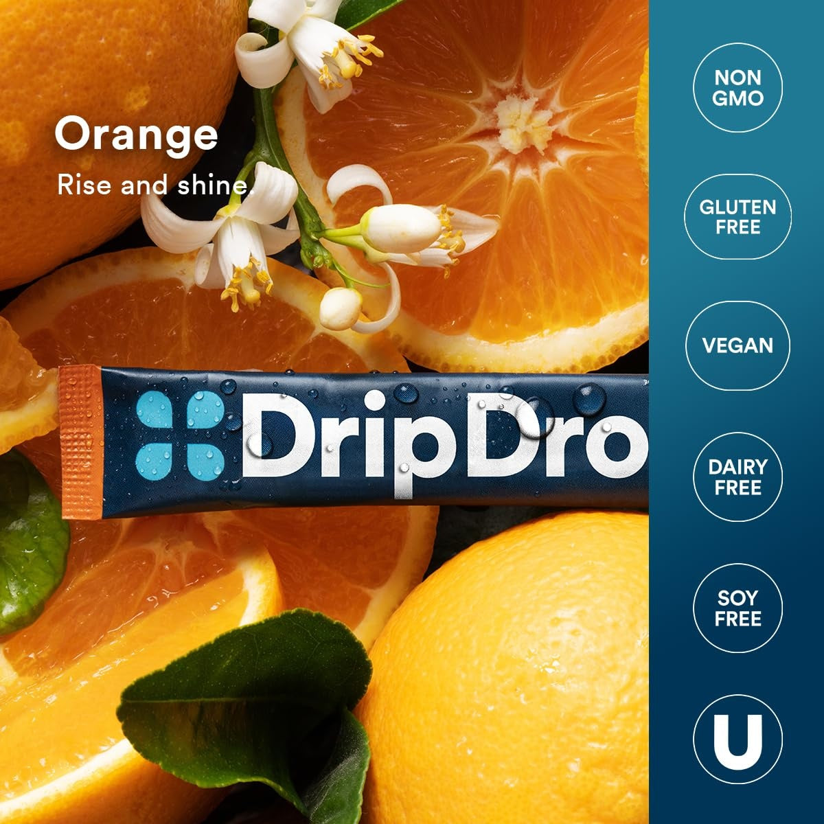 DripDrop Orange Electrolyte Powder, 8 oz sticks, 32 count Q2