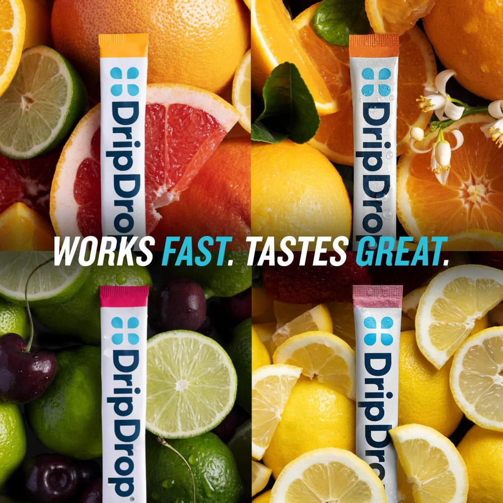 DripDrop Zero Sugar Citrus Variety Pack Electrolyte Powder, 8 oz sticks, 32 count R0
