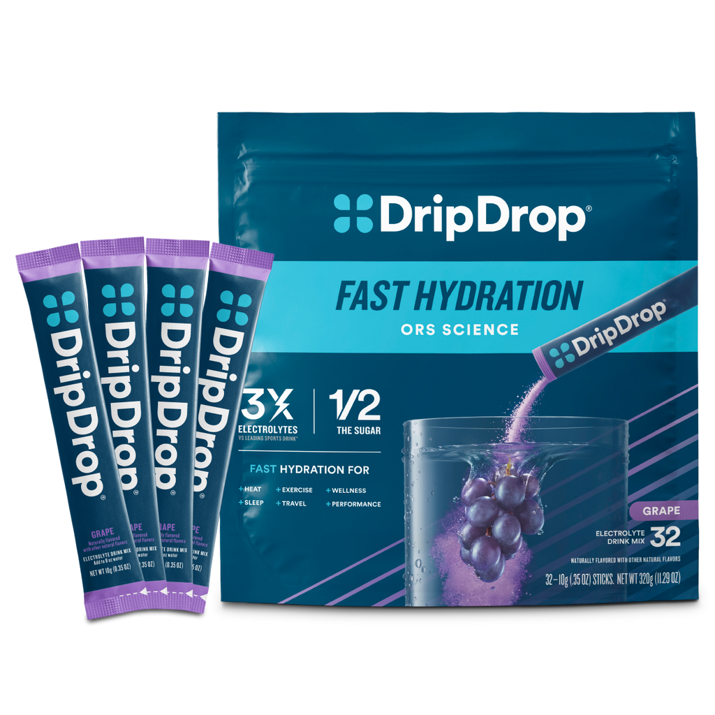 DripDrop Grape Electrolyte Powder, 8 oz sticks, 32 count R8