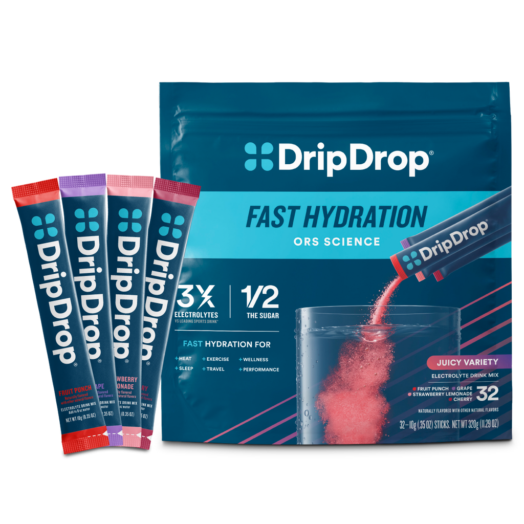 DripDrop Juicy Variety Pack Electrolyte Powder, 8 oz sticks, 32 count T2