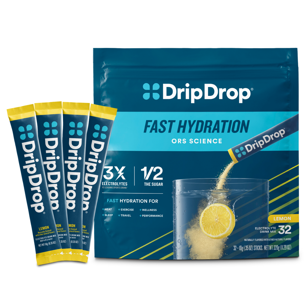 DripDrop Lemon Electrolyte Powder, 8 oz sticks, 32 count V8