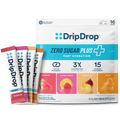 DripDrop Zero Sugar Plus, Watermelon, Tangerine, Tropical Punch, Raspberry Lemonade, 16 oz sticks, 16 count Q8