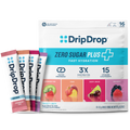 DripDrop Zero Sugar Plus, Strawberry Kiwi, Peach, Cherry Limeade, Wild Berry, 16 oz sticks, 16 count Q4