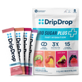 DripDrop Zero Sugar Plus, Strawberry Kiwi, Peach, Cherry Limeade, Wild Berry, 16 oz sticks, 8 count I4