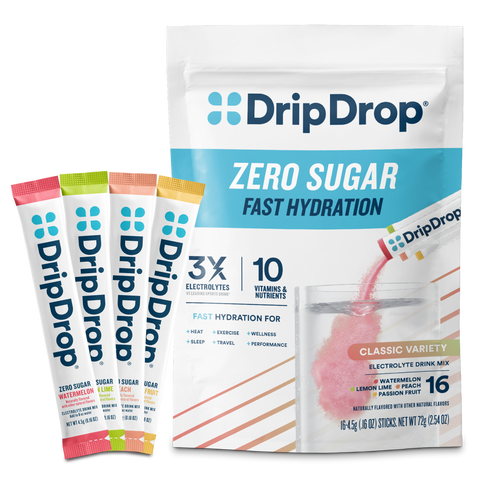 DripDrop Zero Sugar Classic Variety Pack Electrolyte Powder, 8 oz sticks, 16 count S5