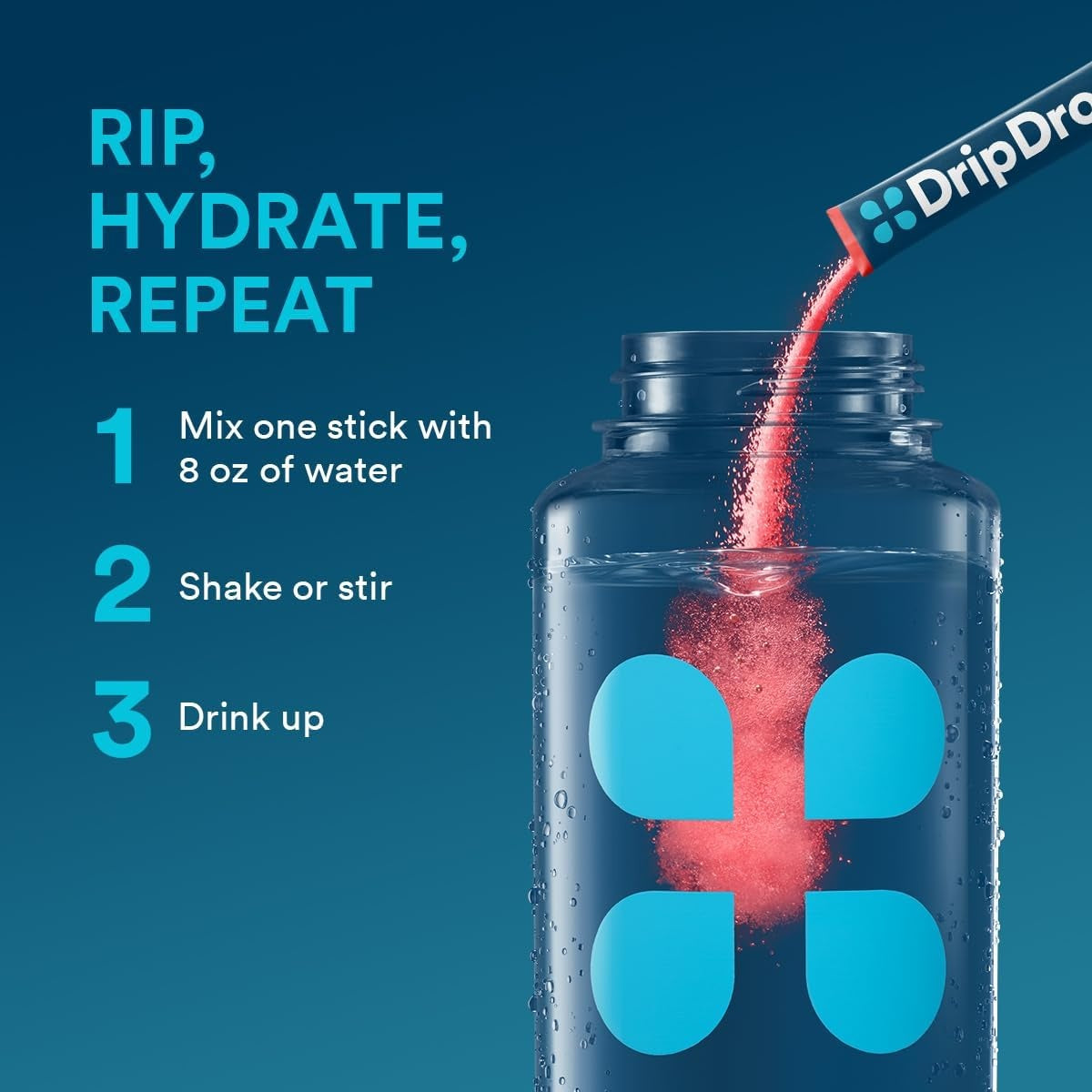 DripDrop Fruit Punch Electrolyte Powder, 8 oz sticks, 32 count K5