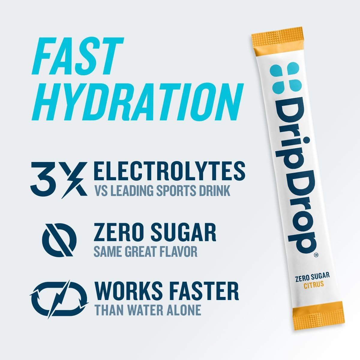 DripDrop Zero Sugar Citrus Variety Pack Electrolyte Powder, 8 oz sticks, 32 count R0