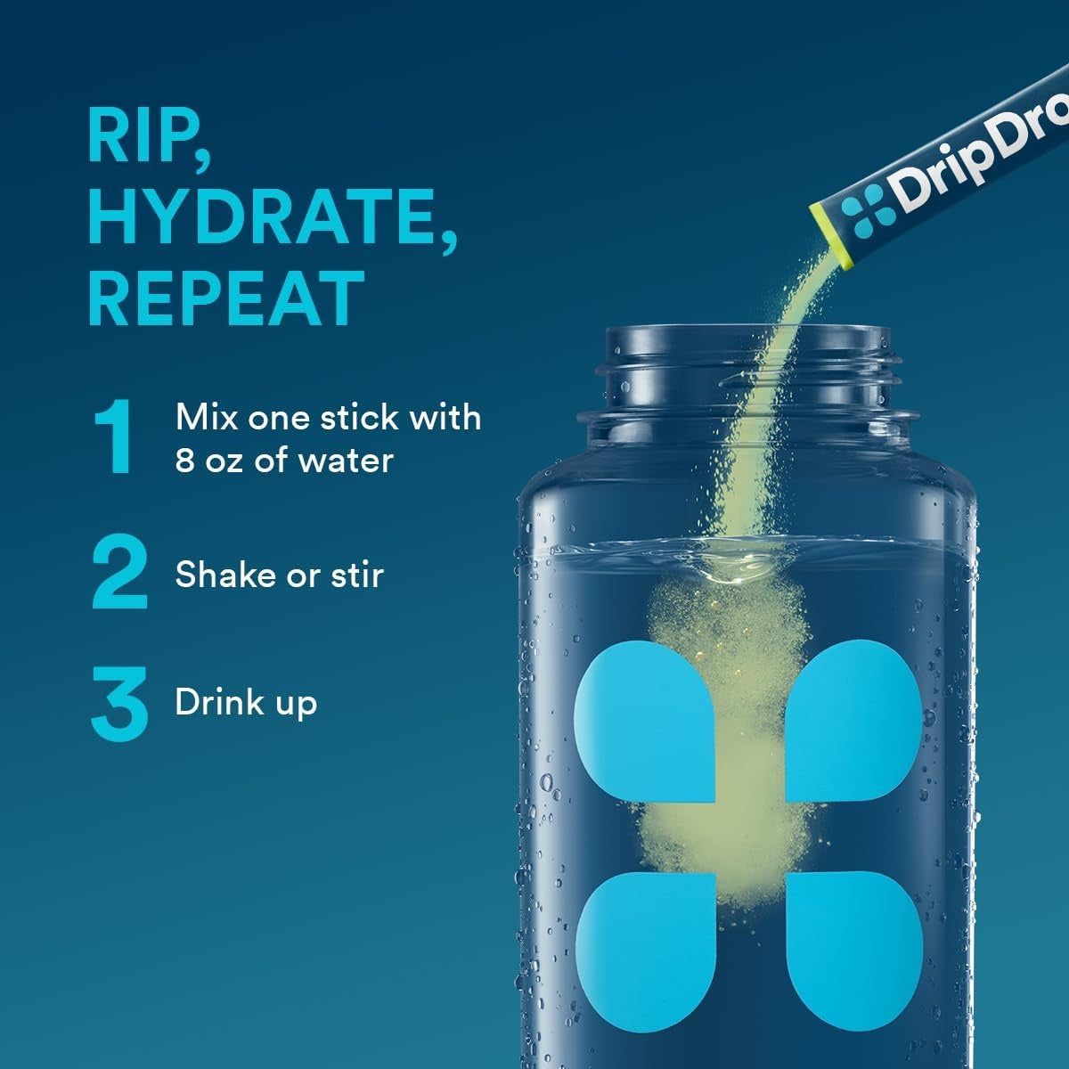 DripDrop Lemon Lime Electrolyte Powder, 8 oz sticks, 32 count W2