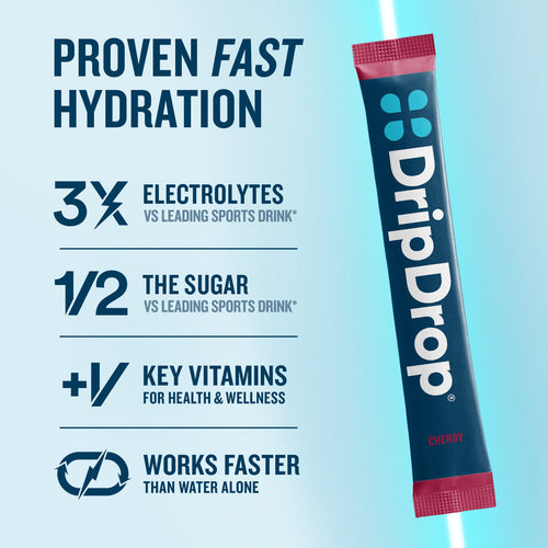 DripDrop Cherry Electrolyte Powder, 8 oz sticks, 32 count Y1