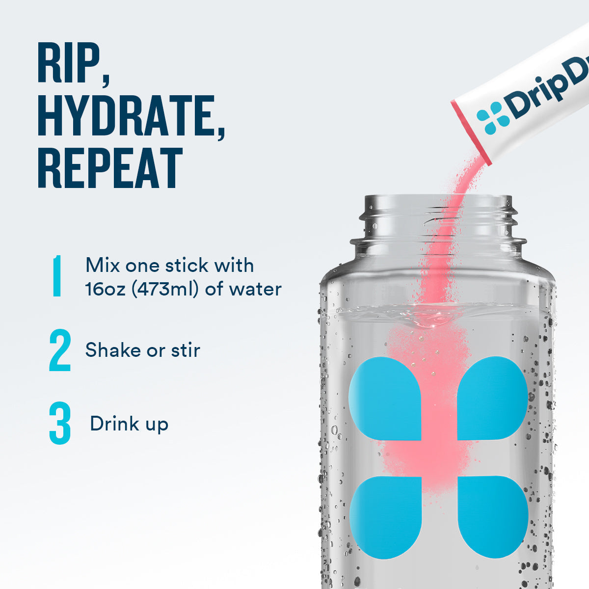 DripDrop Zero Sugar Plus, Watermelon, Tangerine, Tropical Punch, Raspberry Lemonade, 16 oz sticks, 16 count Q8