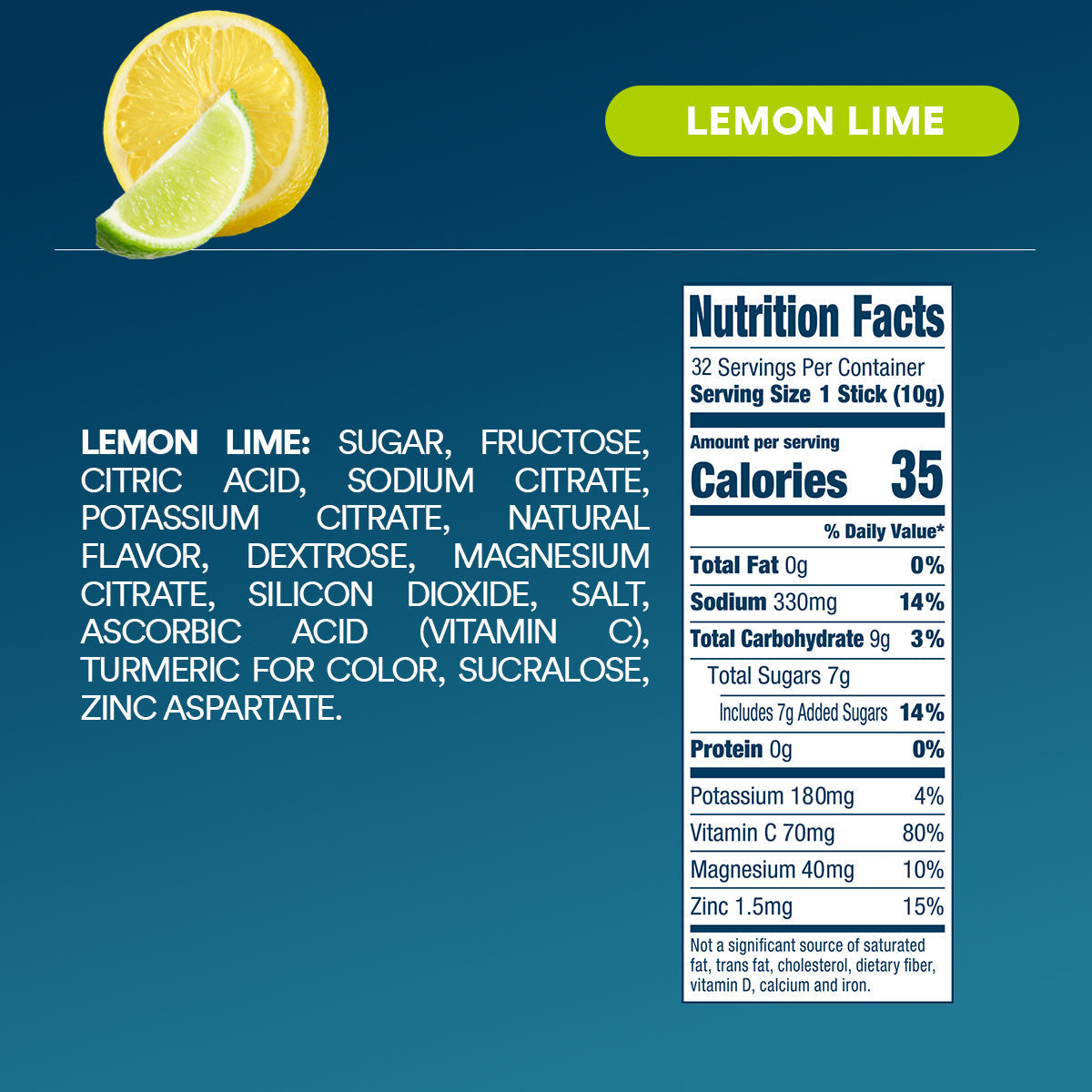 DripDrop Lemon Lime Electrolyte Powder, 8 oz sticks, 32 count W2