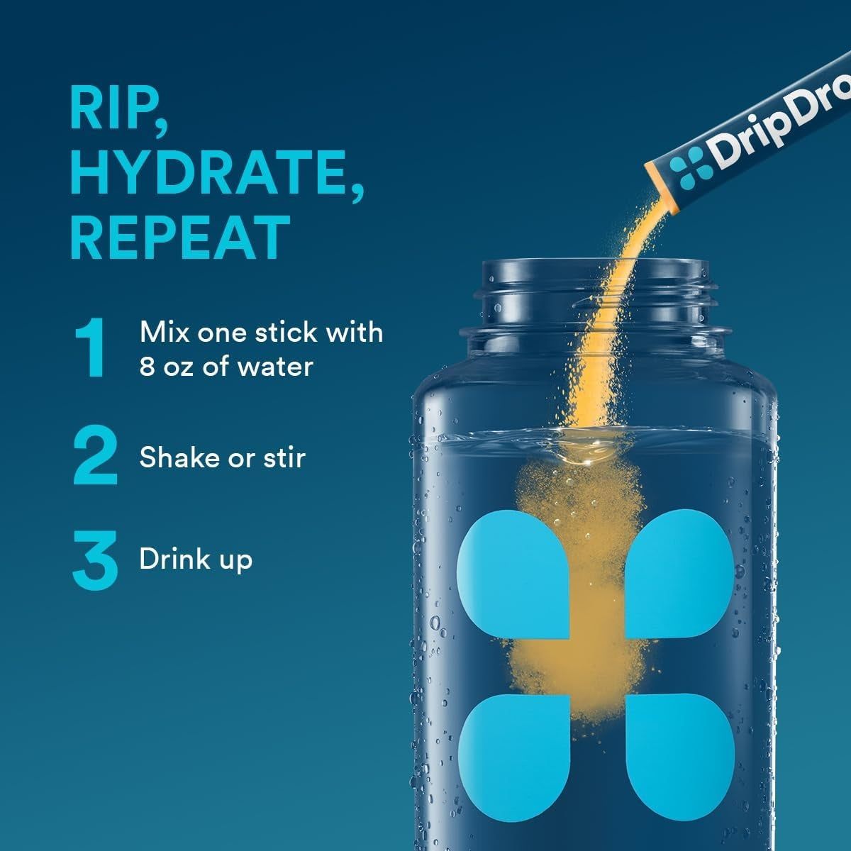 DripDrop Tropical Variety Pack Electrolyte Powder, 8 oz sticks, 32 count H2